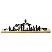 SDJMa Nativity Scene, Metal Nativity Set with Wooden Candle Holder Base Table Ornaments Tabletop Centerpieces for Easter Christmas Religious Party Christian Home Fireplace Decor